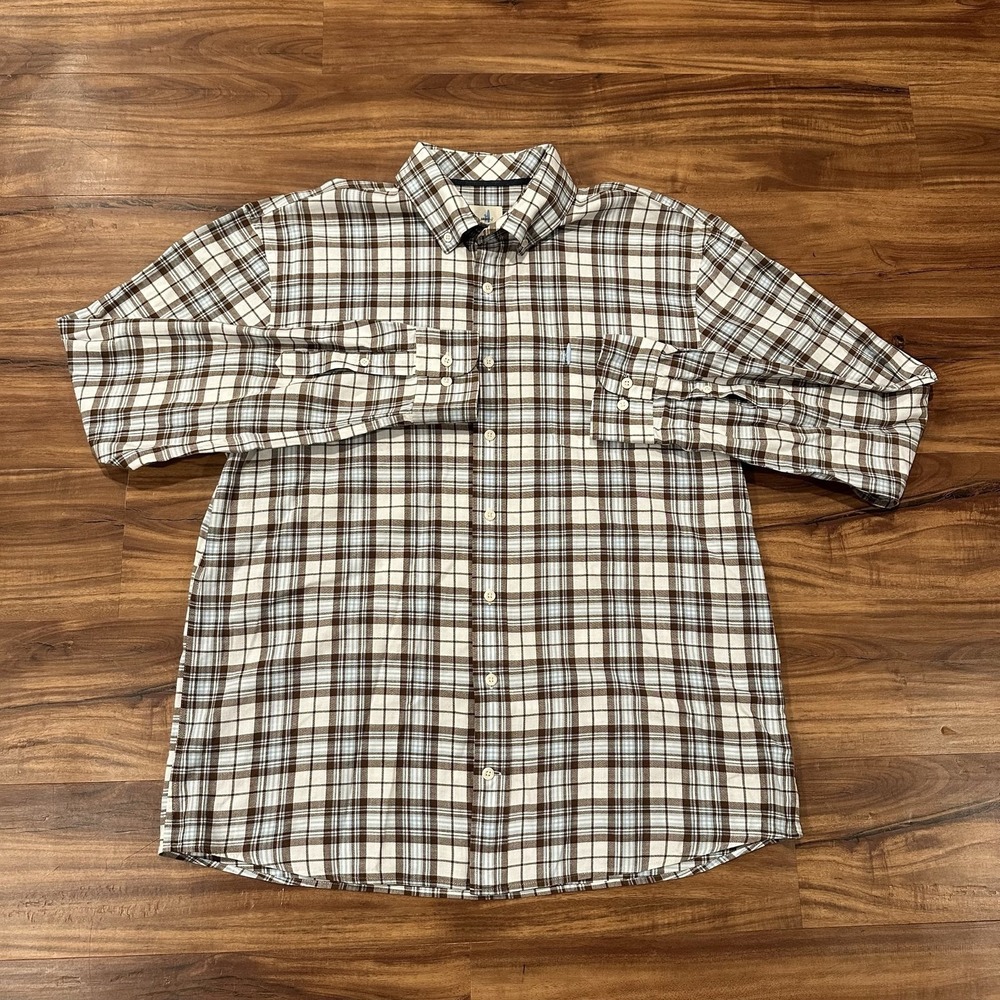 Johnnie-O Shirt Mens Large Brown Plaid Long Sleeve Button Down Casual Cotton